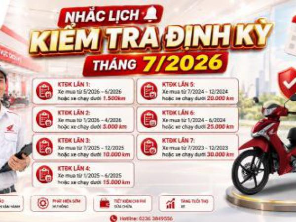 NHẮC LỊCH KIỂM TRA ĐỊNH KỲ THÁNG 7/2026